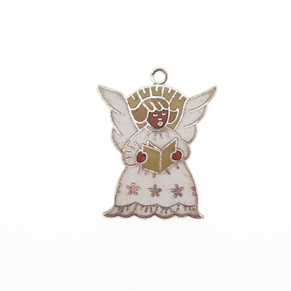 Danecraft 925 Sterling Silver Antique Art Deco Enamel Angel Mini Charm Pendant