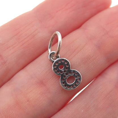 Pandora 925 Sterling Silver C Z Lucky Number 8 Dangle Charm Pendant