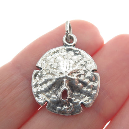 BEAU 925 Sterling Silver Vintage Sand Dollar Oxidized Minimalist Charm Pendant