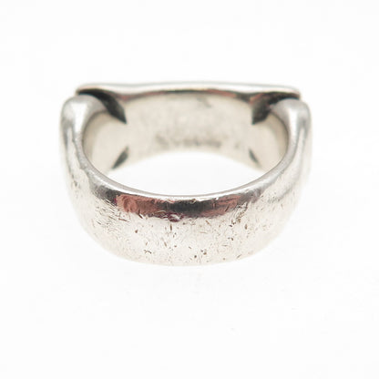 925 Sterling Silver Vintage Modernist Oxidized Ring Size 5.75