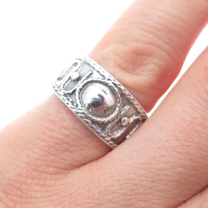 925 Sterling Silver Vintage Modernist Swirl Oxidized Ring Size 5.75