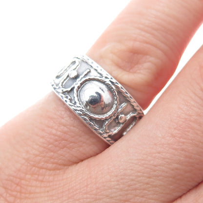 925 Sterling Silver Vintage Modernist Swirl Oxidized Ring Size 5.75