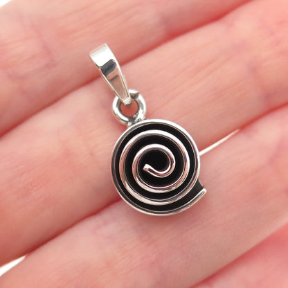 925 Sterling Silver Vintage Mexico Modernist Spiral Oxidized Charm Pendant