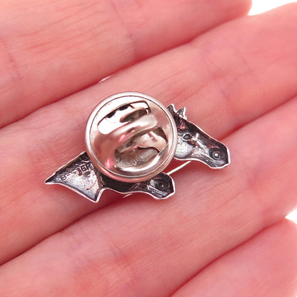 Beau & B.A. Ballou 925 Sterling Antique Art Deco Horse Couple Tie Tack Lapel Pin
