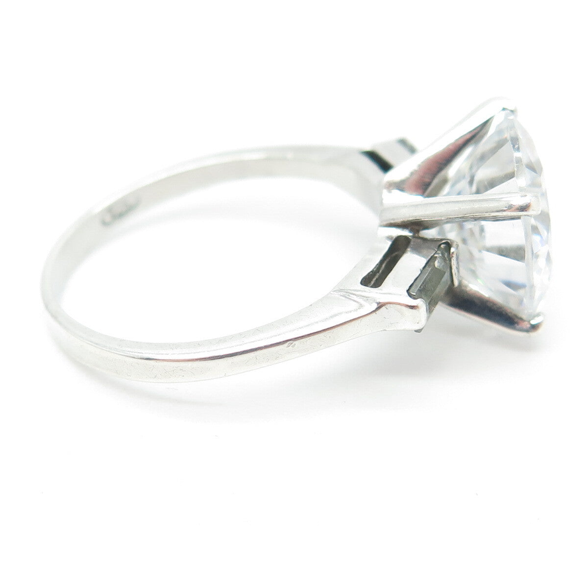 LAUREN G. ADAMS 925 Sterling Silver Vintage C Z Engagement Ring Size 8