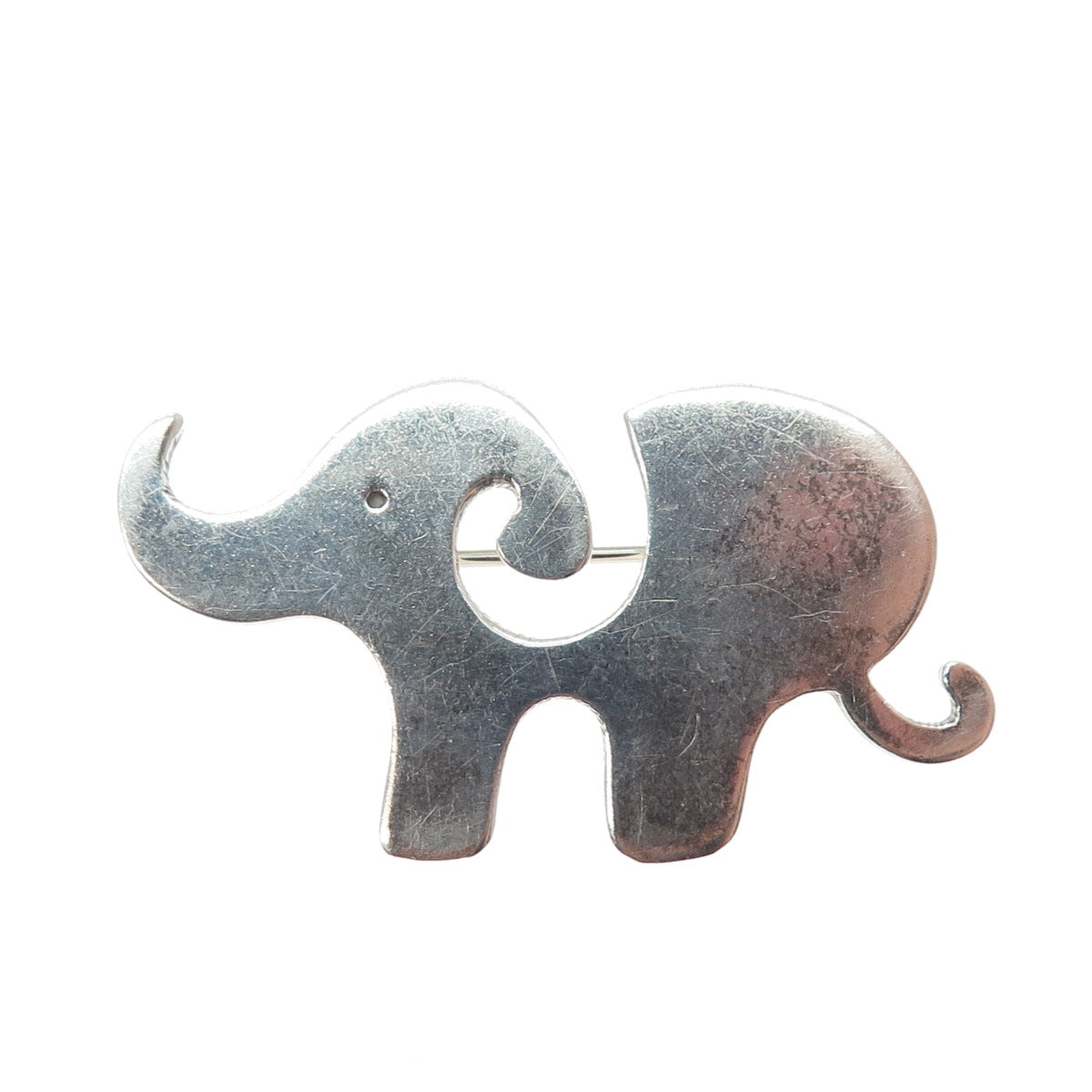925 Sterling Silver Vintage Mexico Modernist Elephant Pin Brooch