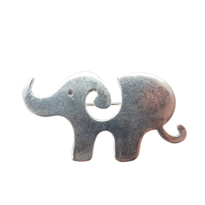925 Sterling Silver Vintage Mexico Modernist Elephant Pin Brooch