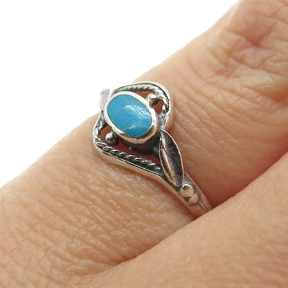 925 Sterling Silver Vintage Real Bisbee Turquoise Oxidized Ring Size 5