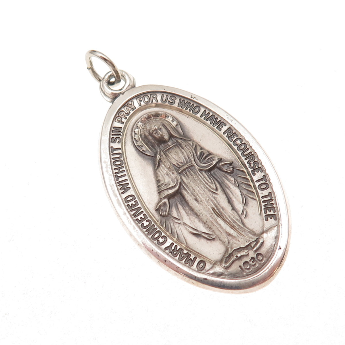 Regina Mfg Co. 925 Sterling Silver Vintage St. Mary Miraculous Medal Pendant