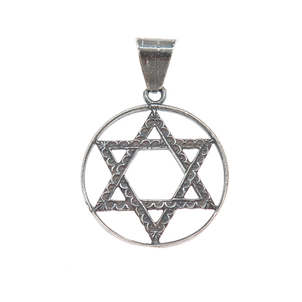 925 Sterling Silver Vintage Star of David Oxidized Charm Pendant
