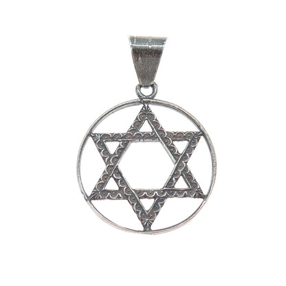 925 Sterling Silver Vintage Star of David Oxidized Charm Pendant