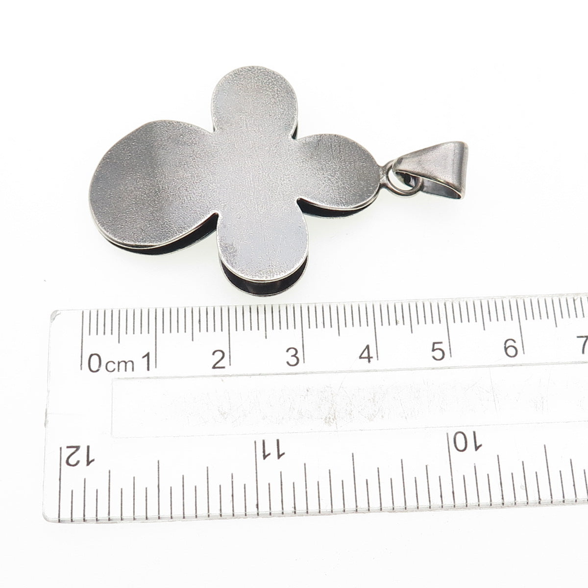 925 Sterling Silver Vintage Italy Modernist Floral Cross Oxidized Pendant
