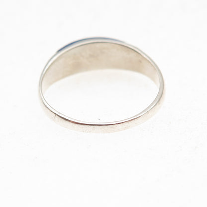 925 Sterling Silver Vintage Real Lapis Modernist Ring Size 8.5