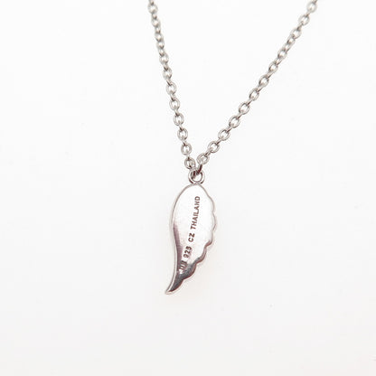 DAVID ENGLISH Sterling Silver Black C Z Angel Wing Cable Chain Necklace 16-18"