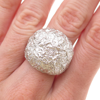 925 Sterling Silver Vintage Italy Modernist Dome Ring Size 7