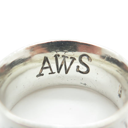 AWS JEWELRY 925 Sterling Silver Vintage Hearts & Stars Band Ring Size 6.5