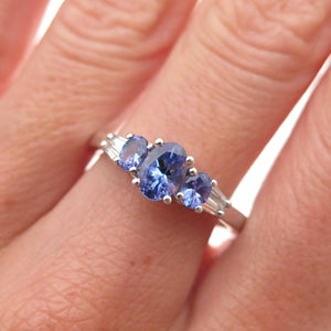 Chuck Clemency 925 Sterling Silver Real Tanzanite & White Topaz Ring Size 8.25