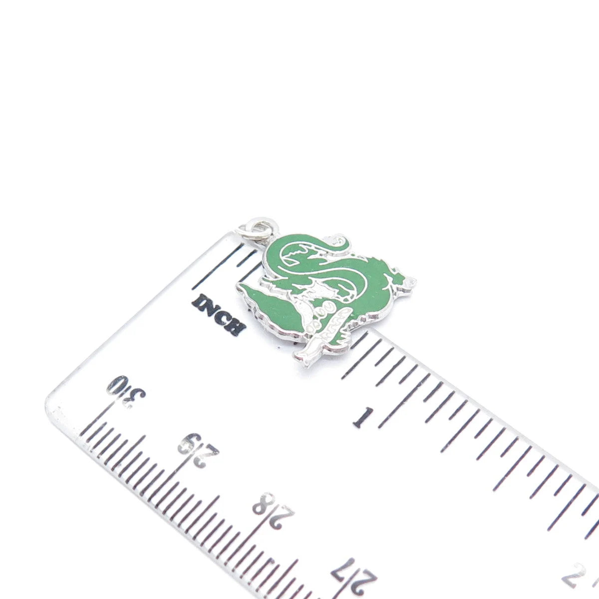925 Sterling Silver Vintage Kinney Green Enamel Charm Pendant