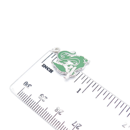 925 Sterling Silver Vintage Kinney Green Enamel Charm Pendant