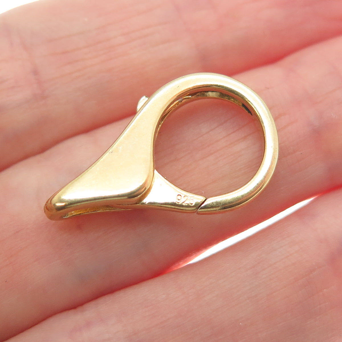 925 Sterling Silver Gold Plated Vintage Bracelet / Necklace Lobster Clasp Lock