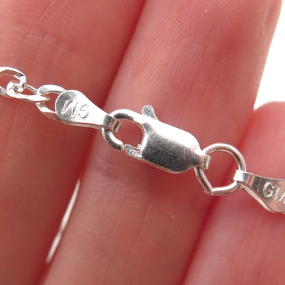 925 Sterling Silver Vintage Italy Figaro Chain Necklace 24"