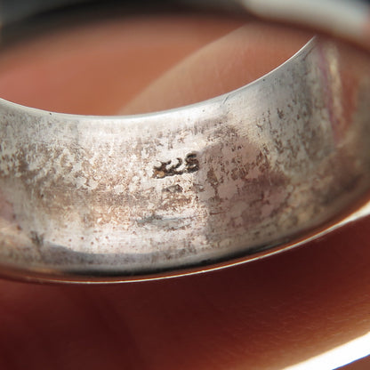 925 Sterling Silver Vintage Cross Oxidized Rotating Band Ring Size 7.75