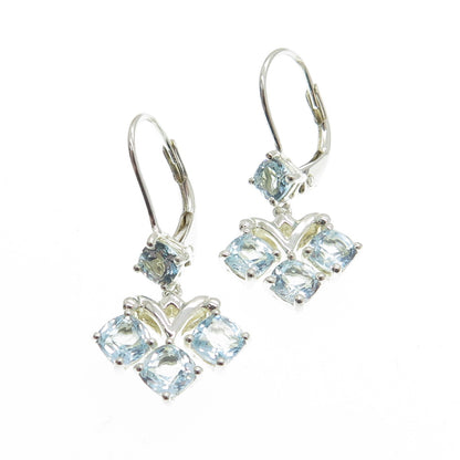 MICHELLE ALBALA 925 Sterling Silver Vintage Real Blue Topaz Dangle Earrings