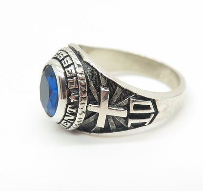 925 Sterling Silver Lab-Created Sapphire 2010 Blessed Sacrament Ring Size 9.25