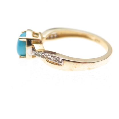 Chuck Clemency 925 Sterling Gold Plated Real Turquoise & White Topaz Ring Size 7