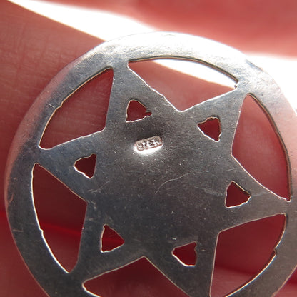 925 Sterling Silver Vintage Star of David Judaica Charm Pendant