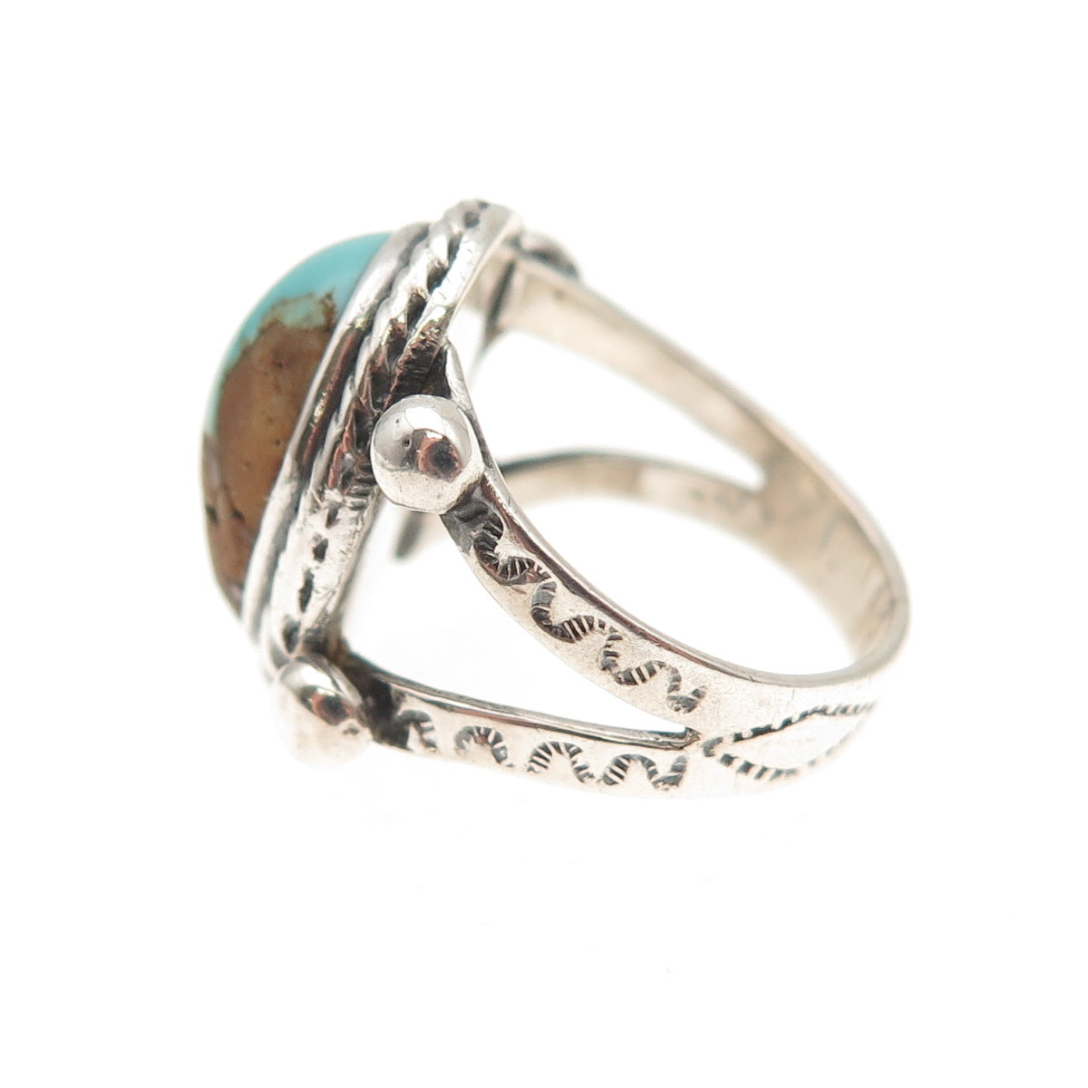 Old Pawn 925 Sterling Silver Vintage Southwestern Turquoise Tribal Ring Size 3