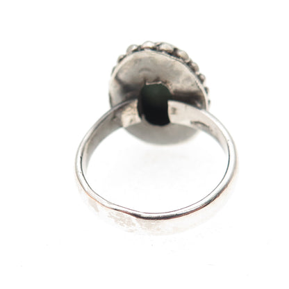 925 Sterling Silver Vintage Real Tyrone Turquoise Ball Beaded Ring Size 7.5
