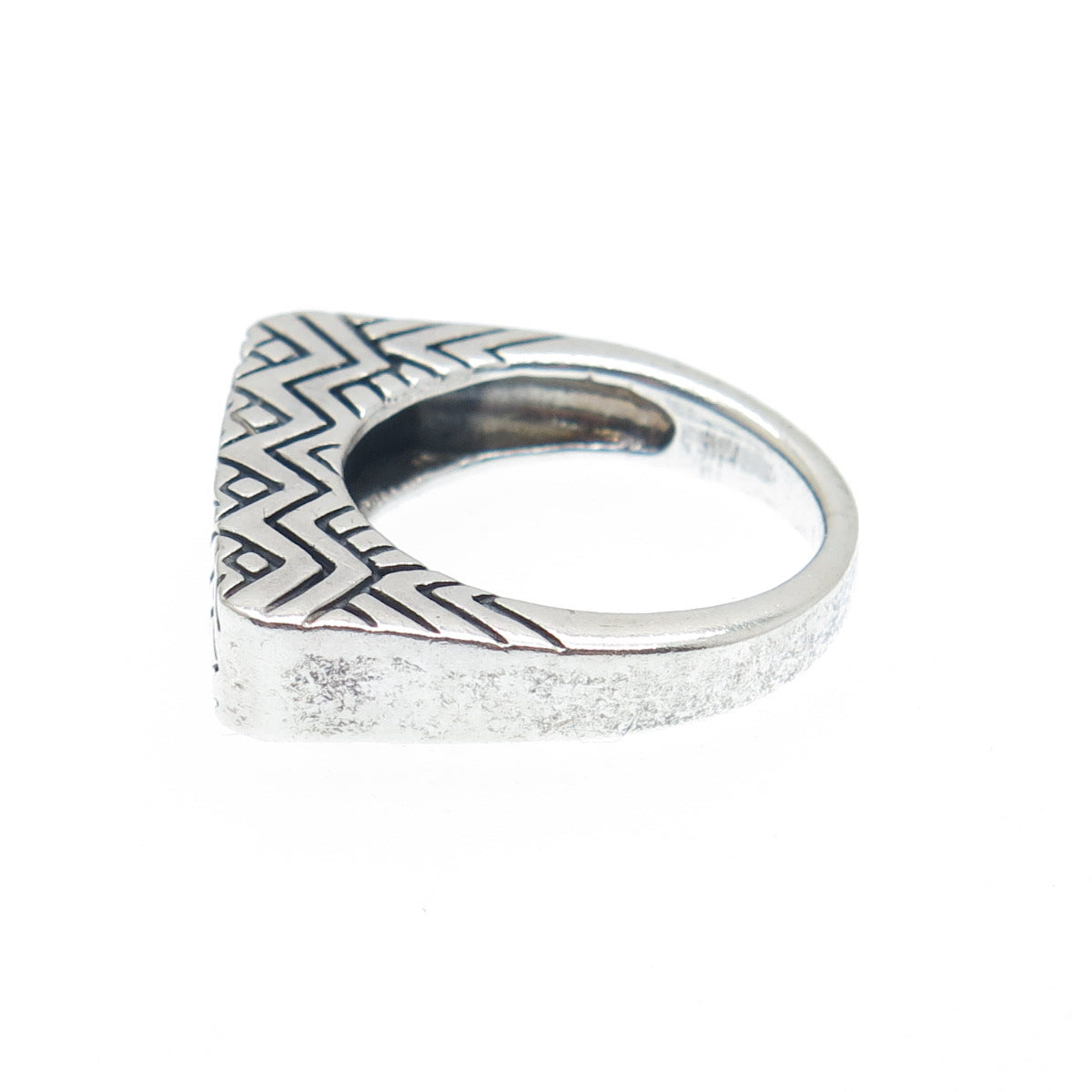 925 Sterling Silver Vintage Ethnic Oxidized Bar Dome Ring Size 6