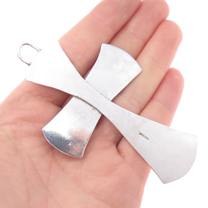 Old Pawn 925 Sterling Vintage Southwestern Bisbee Turquoise Cross Large Pendant