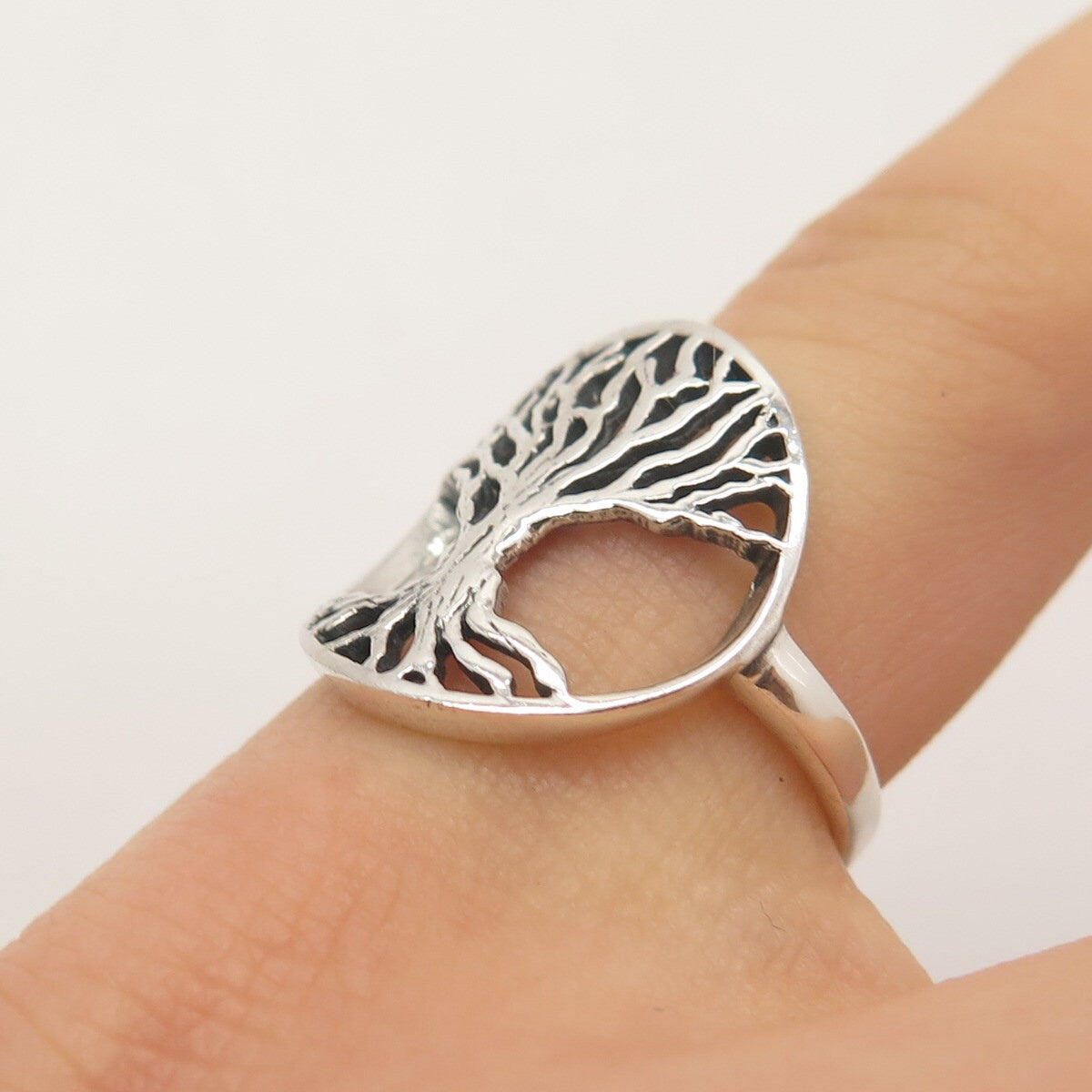 925 Sterling Silver Vintage Tree of Life Ring Size 4.75