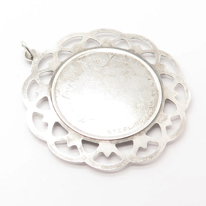 925 Sterling Silver Vintage Lunt 1981 Enamel Wish You A Merry Christmas Pendant