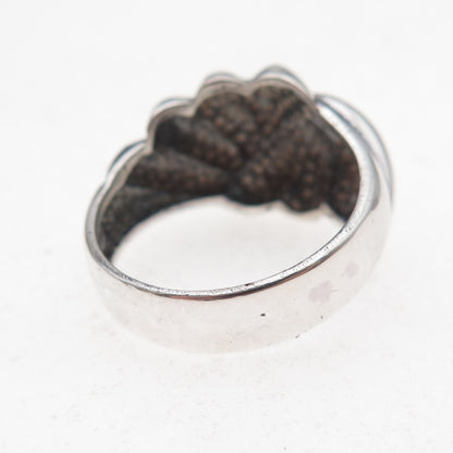 925 Sterling Silver Vintage Modernist Oxidized Ring Size 8.25