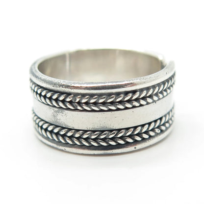 925 Sterling Silver Vintage Wheat Adjustable Ring Size 7.75