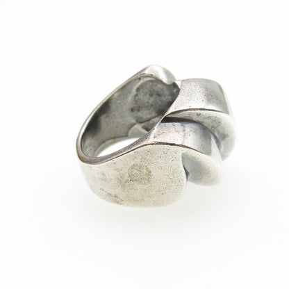 D. MOLINA 925 Sterling Silver Vintage Mexico Modernist Oxidized Ring Size 7.75