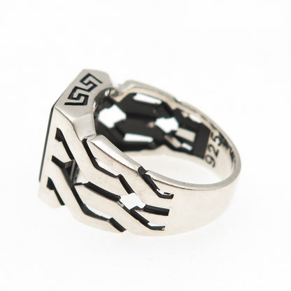 CHIMODA 925 Sterling Silver Real Black Onyx Woven Ring Size 9.75