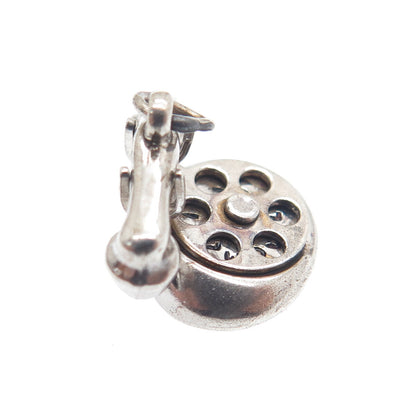 925 Sterling Silver Antique "I Love You" Rotary Telephone Minimalist Pendant