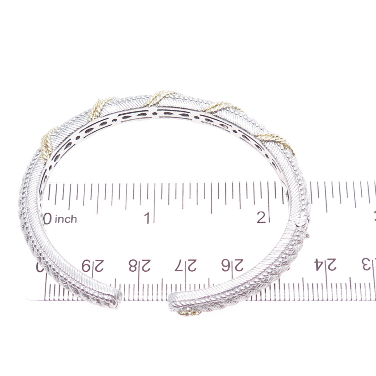 JUDITH RIPKA 925 Sterling Silver 2-Tone Twisted Roped Cuff Bracelet 6"