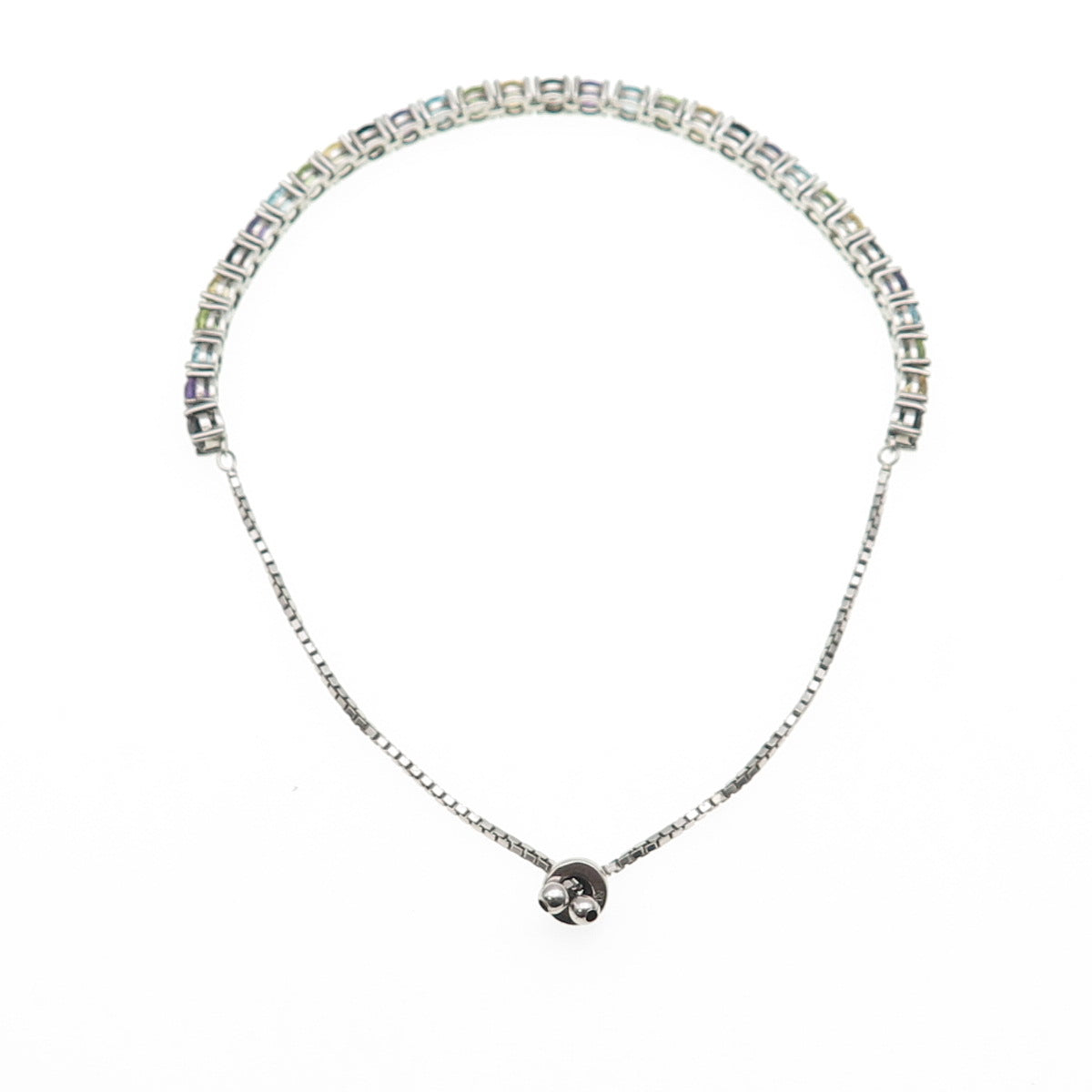 925 Sterling Topaz Amethyst Garnet Citrine & Peridot Adjustable Bracelet 6-10.5"