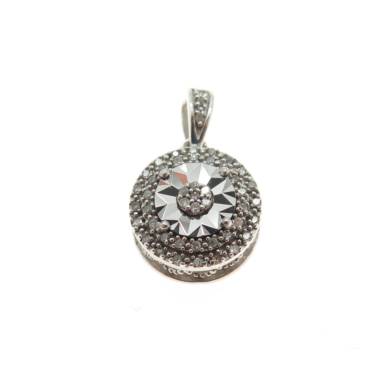 SK9 Allure Gems 925 Sterling Silver Real Round-Cut Diamond Minimalist Pendant