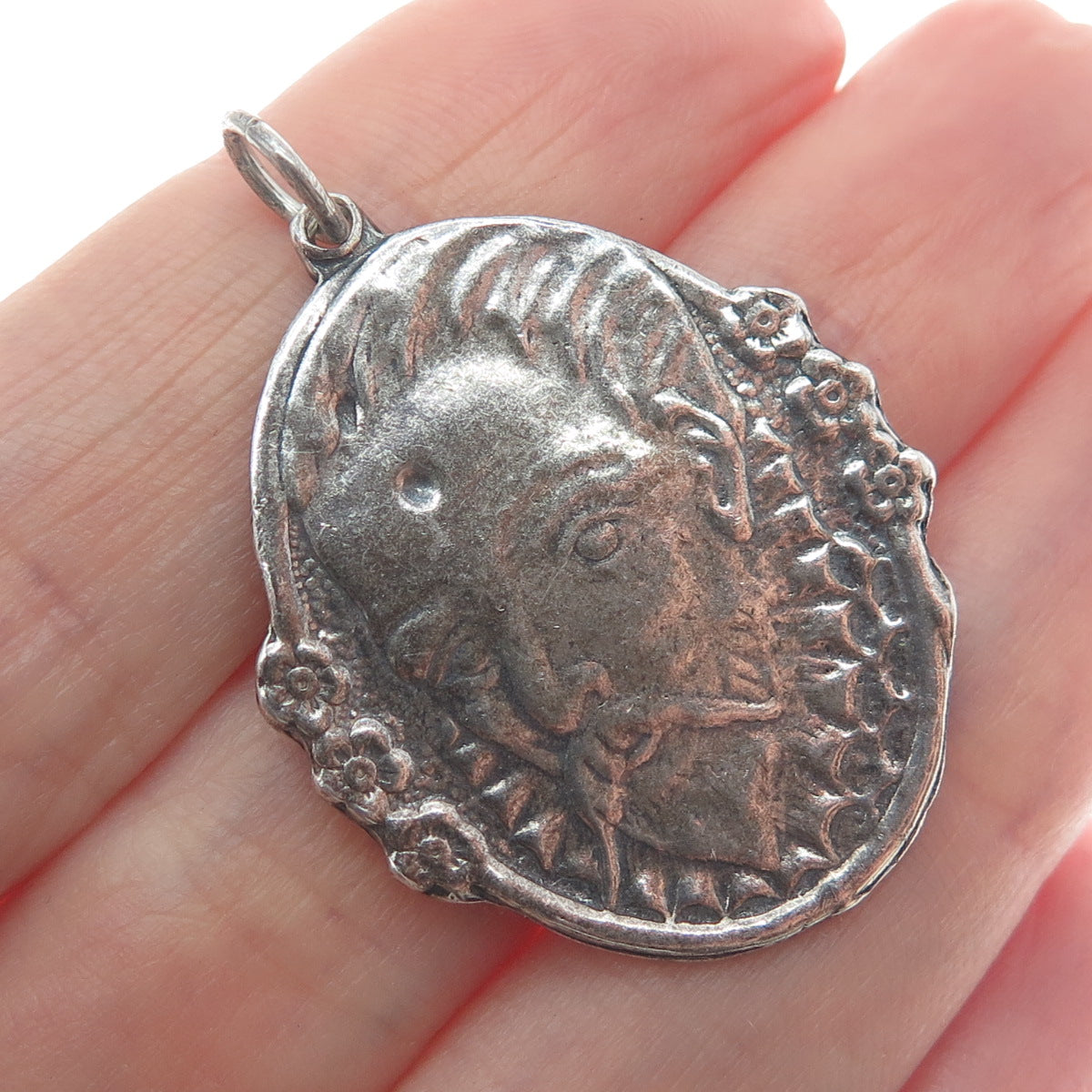 925 Sterling Silver Vintage Don Quixote Oxidized Pendant
