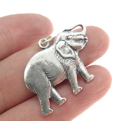 925 Sterling Silver Vintage Elephant For Good Luck 3D Pendant