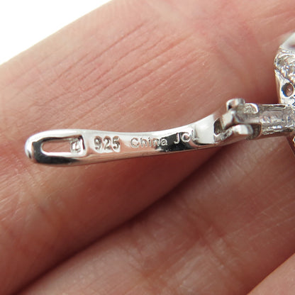 925 Sterling Silver Round-Cut C Z Earrings