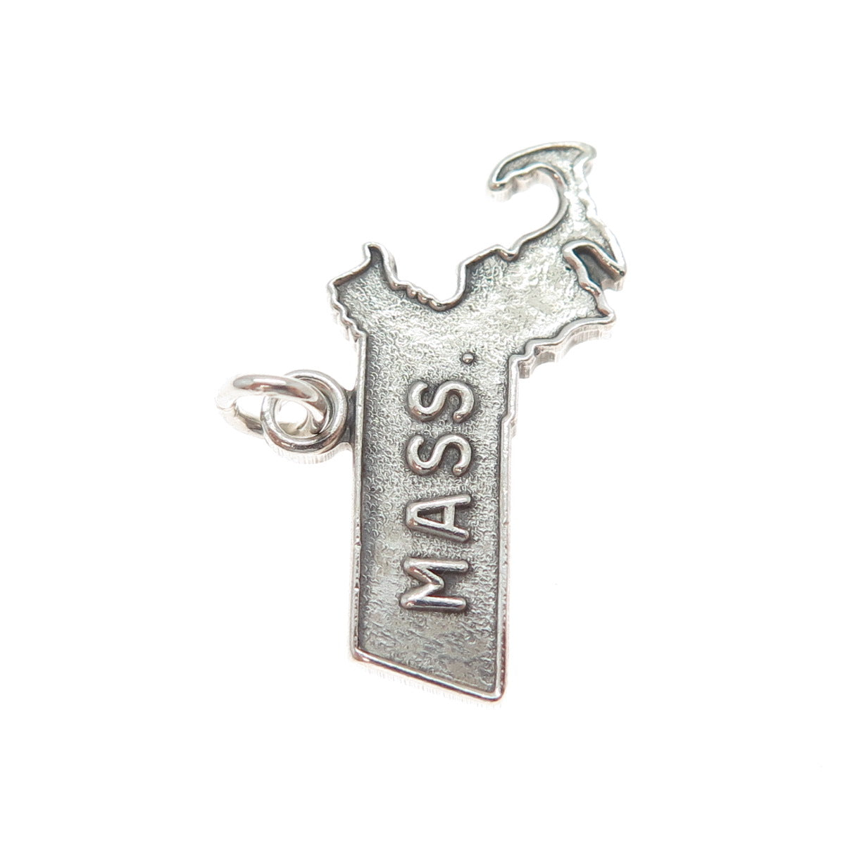 925 Sterling Silver Vintage Massachusetts State Map Minimalist Charm Pendant