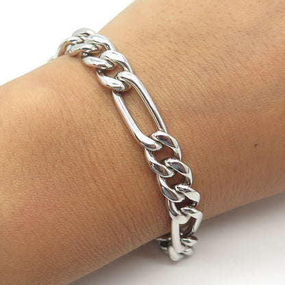 925 Sterling Silver Vintage Phillip Gavriel Italy Figaro Link Bracelet 8.25"