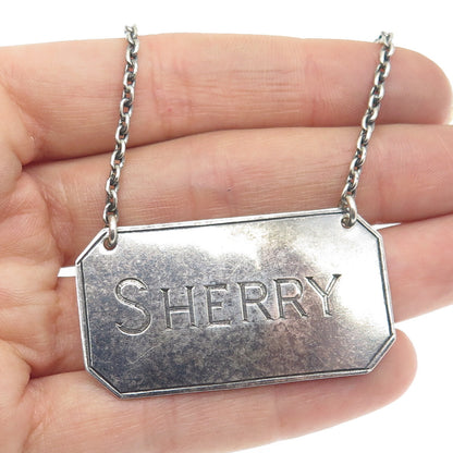 HUKIN & HEATH 925 Sterling Silver Antique Art Deco England "Sherry" Bottle Tag